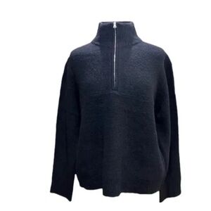 Jenni Kayne Navy Boucle Half Zip Pullover Sweater NWOT Size XXL